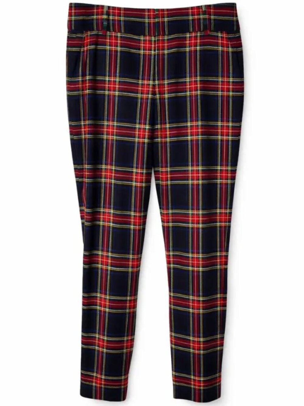 Talbots Tartan Plaid Ankle Pants Red Navy Wool Blend Holiday Petite 16P